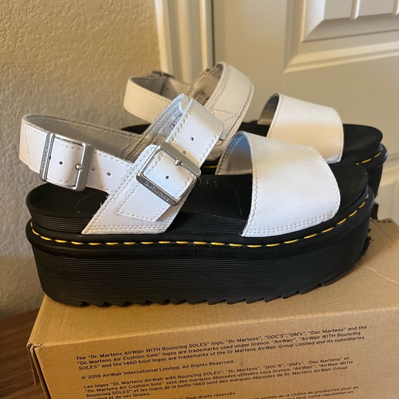 Dr Martens White Voss Quad Womens Size US 8 Leather Platform Sandal - Picture 6 of 11